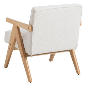 Fauteuil blanc et bois d'hévea 57x50x77cm