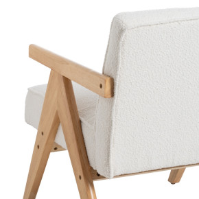 Fauteuil blanc et bois d'hévea 57x50x77cm