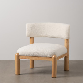 Fauteuil blanc et bois d'hévea 62x62x71cm