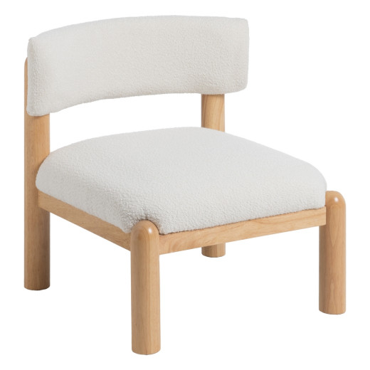 Fauteuil blanc et bois d'hévea 62x62x71cm