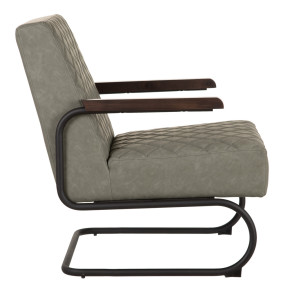 Fauteuil rétro simili cuir kaki 61x70x85cm, Lineaas