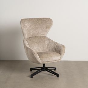 Fauteuil pivotant en velours beige 75x80x110cm, Pivo