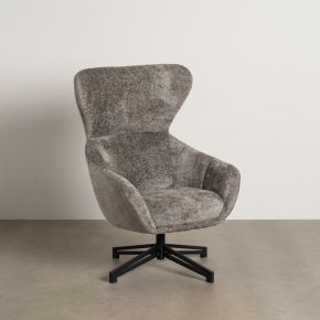 Fauteuil pivotant en velours gris 75x80x110cm, Pivo