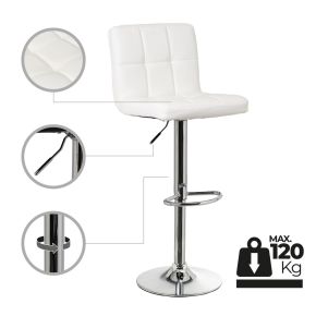 Lot de 2 tabourets de bar blanc pivotant simili cuir, Karl