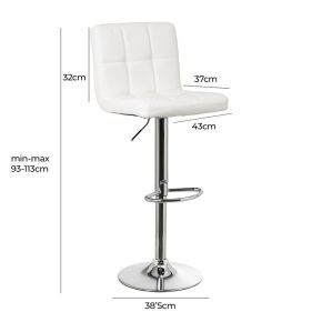 Lot de 2 tabourets de bar blanc pivotant simili cuir, Karl