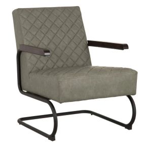 Fauteuil rétro simili cuir kaki 61x70x85cm, Lineaas