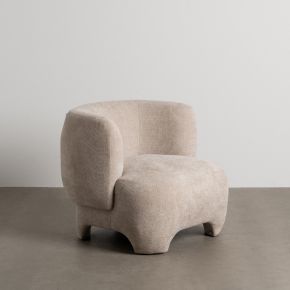 Fauteuil chenille écru, Madaro - 80x80x71cm