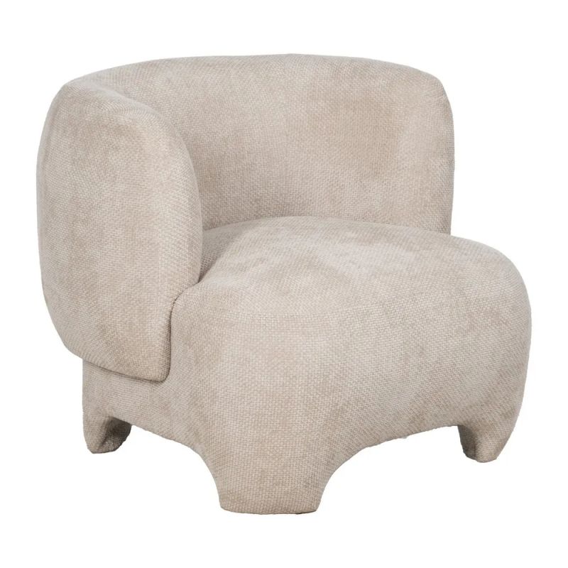 Fauteuil chenille écru, Madaro - 80x80x71cm