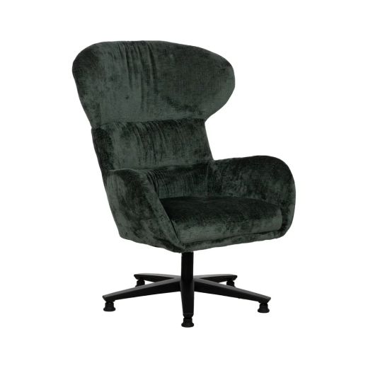 Fauteuil pivotant en velours vert 75x80x110cm, Pivo