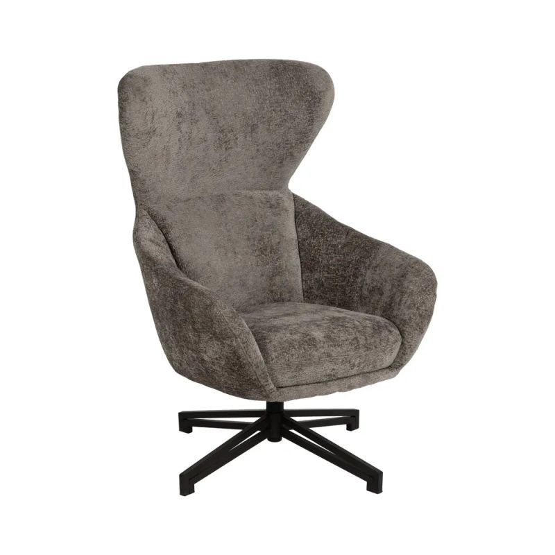 Fauteuil pivotant en velours gris 75x80x110cm, Pivo