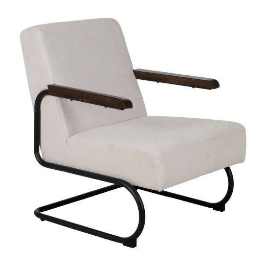 Fauteuil rétro tissu ivoire 61x70x85cm, Lineaas