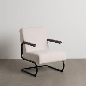 Fauteuil rétro tissu ivoire 61x70x85cm, Lineaas