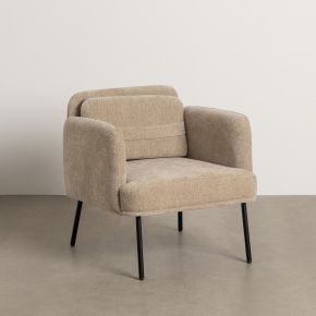 Fauteuil velours bouclette beige 72x72x73cm, Profy