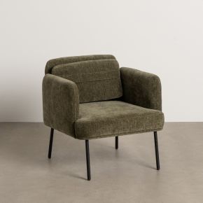 Fauteuil velours bouclette vert bronze 72x72x73cm, Profy