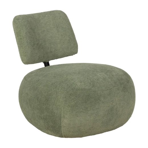 Fauteuil pouf velours bouclette vert design 67x73x67cm, Kool