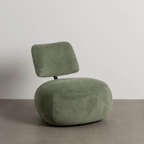 Fauteuil pouf velours bouclette vert design 67x73x67cm, Kool