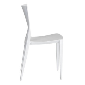 4 chaises design en résine blanc empilable, Eco