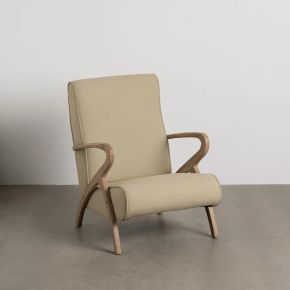 Fauteuil en tissu bois beige, Bass