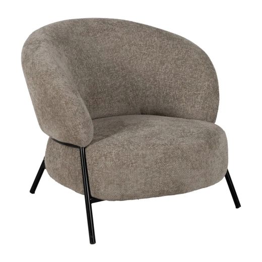 Fauteuil en tissu uni chiné beige design, Sopro