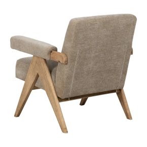 Fauteuil bois et tissu taupe, Los - 74x76x85cm