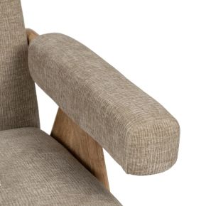 Fauteuil bois et tissu taupe, Los - 74x76x85cm