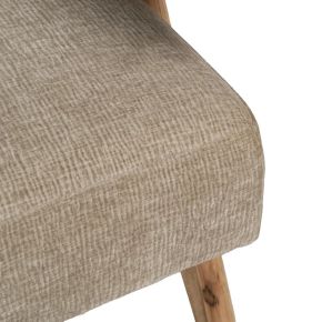 Fauteuil bois et tissu taupe, Los - 74x76x85cm