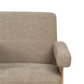 Fauteuil bois et tissu taupe, Los - 74x76x85cm