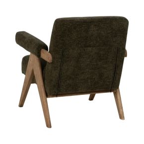 Fauteuil bois et tissu kaki, Los - 74x76x85cm