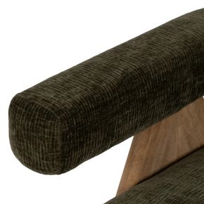 Fauteuil bois et tissu kaki, Los - 74x76x85cm