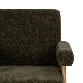 Fauteuil bois et tissu kaki, Los - 74x76x85cm