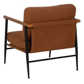 Fauteuil bouclette terracotta en bois et métal, Abrax