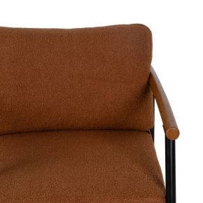 Fauteuil bouclette terracotta en bois et métal, Abrax