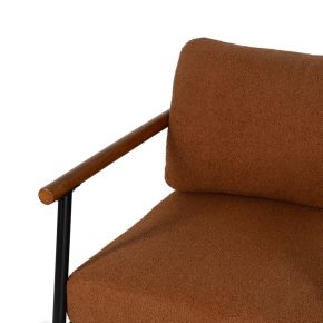 Fauteuil bouclette terracotta en bois et métal, Abrax