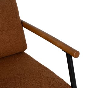 Fauteuil bouclette terracotta en bois et métal, Abrax