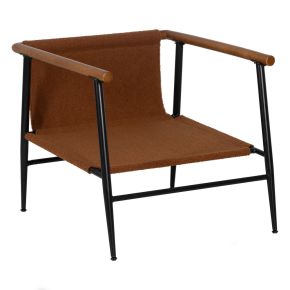 Fauteuil bouclette terracotta en bois et métal, Abrax