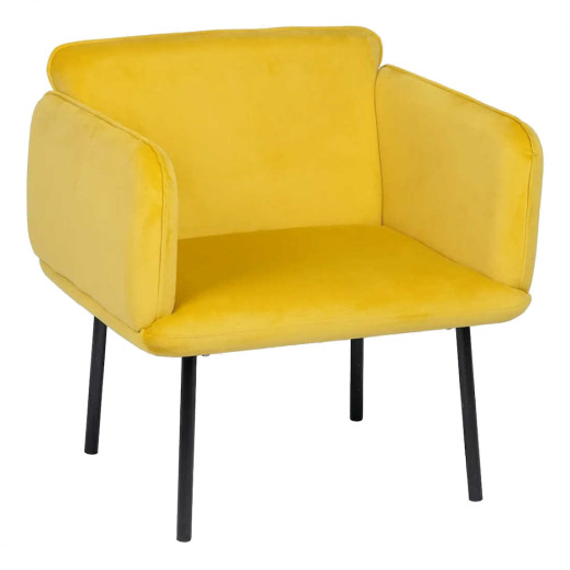 Fauteuil velours moderne uni jaune Norma