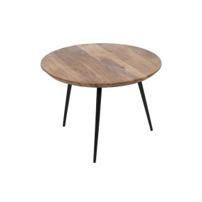 3 tables basses rondes en bois d'acacia