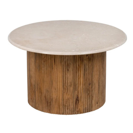 Table basse en marbre et bois de manguier