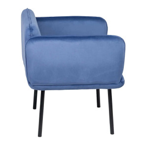 Fauteuil velours moderne uni bleu Norma