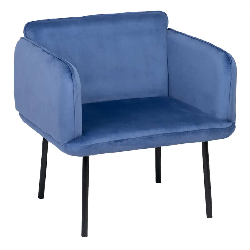 Fauteuil velours moderne uni bleu Norma