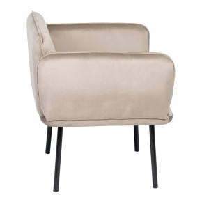 Fauteuil velours moderne uni ivoire Norma