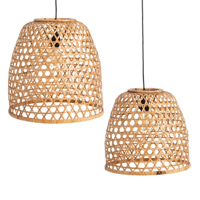 Suspension en rotin naturel beige