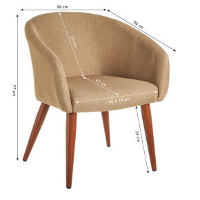 Fauteuil contemporain tissu taupe touché lin - Altur