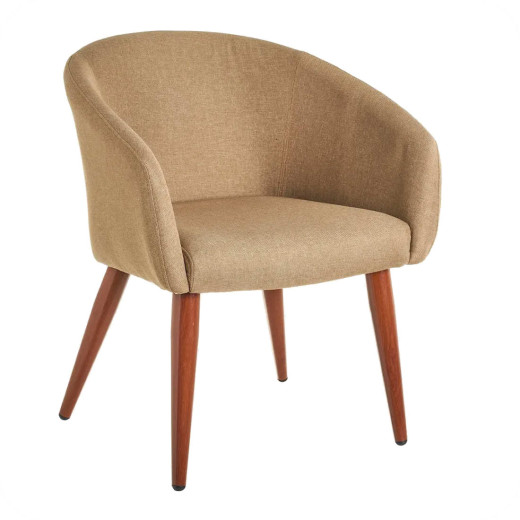 Fauteuil contemporain tissu taupe touché lin - Altur