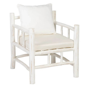 Fauteuil design en bois de teck blanc, structure teck