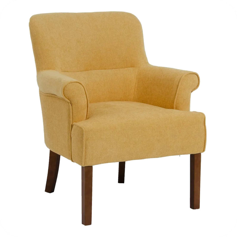 Fauteuil scandinave en tissu jaune chenille Nollis