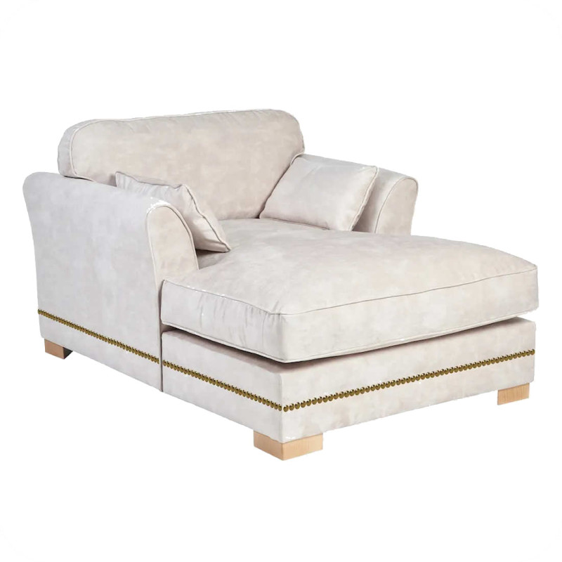 Fauteuil long en tissu ivoire anti taches - Modelo