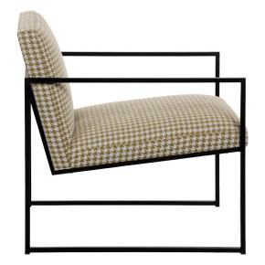 Fauteuil tissu pied de poule kaki, Square