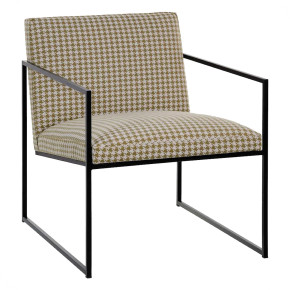 Fauteuil tissu pied de poule kaki, Square