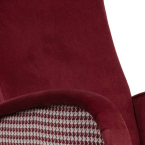 Fauteuil contemporain en velours bordeaux et pied de poule